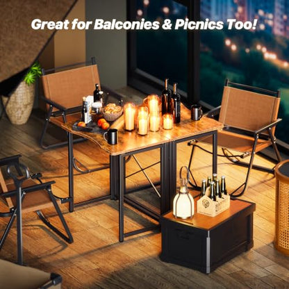 Huuger Folding Desk for Small Spaces, 23.6 Inch Foldable Computer Table - color: Rustic Brown, size: 16.5"D x 23.6"W