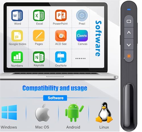 Presentation Clicker USB c, Hyperlink Volume Control Presentation Clicker,PowerPoint Clicker Presentation Remote， Pointer Slide Advancerwith USB-A&C Receiver， Computers, laptops,Mac Keynote,LBBYDDLL