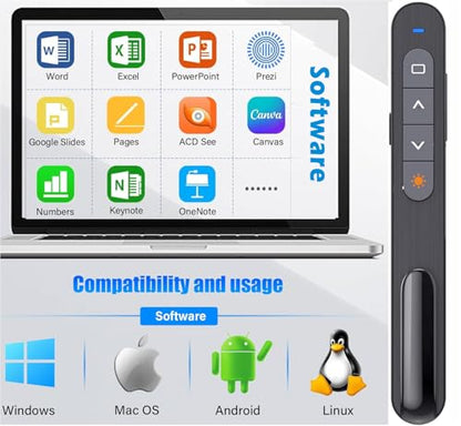 Presentation Clicker USB c, Hyperlink Volume Control Presentation Clicker,PowerPoint Clicker Presentation Remote， Pointer Slide Advancerwith USB-A&C Receiver， Computers, laptops,Mac Keynote,LBBYDDLL