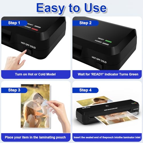 9 inch Laminator Machine with 40 Laminating Sheets - color: Matte Black