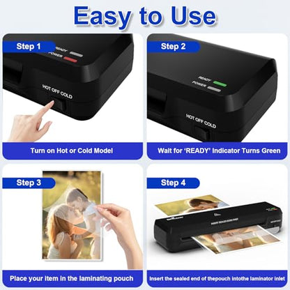 9 inch Laminator Machine with 40 Laminating Sheets - color: Matte Black