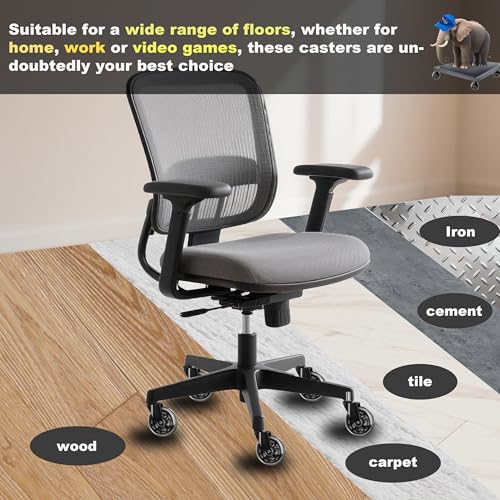Office Chair Wheels Replacement Rubber Chair Casters Heavy Duty - color: Reds