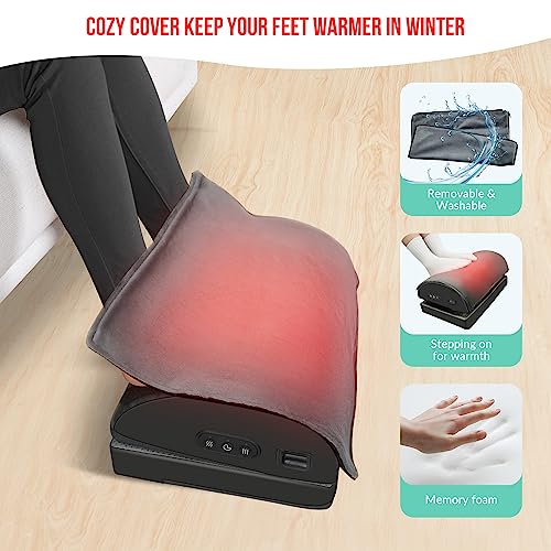 Snailax Heated Footrest Under Desk, Adjustable Foot Rest with Vibration - color: Black