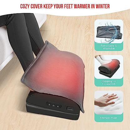 Snailax Heated Footrest Under Desk, Adjustable Foot Rest with Vibration - color: Black