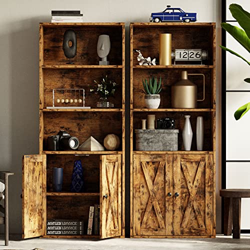 IRONCK Industrial Bookshelves and Bookcases with Doors and Shelves - color: Vintage Brown