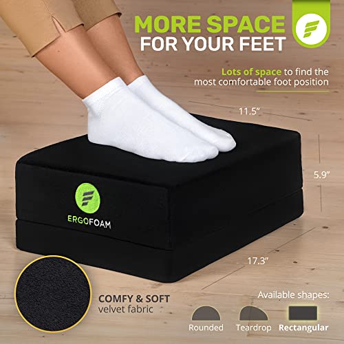 ErgoFoam Flat-Top Adjustable Foot Rest - High-Density Compression-Resistant Foam, Non-Slip, Black, Modern, Office - size: Large