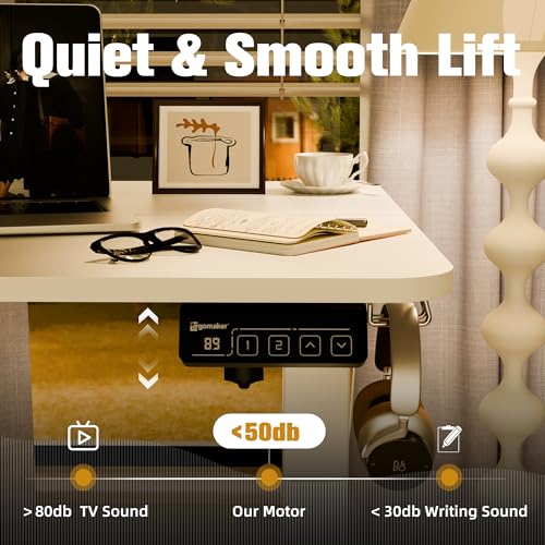 Small Standing Desk,35"x24" Height Adjustable Sit-Stand Home Office,White | Electric Adjustable Standing Desk, Sit to Stand Computer Office Desk with Splice Board, Memory Preset, Lifts 28.7''-46.5" - color: White, size: 35 inch