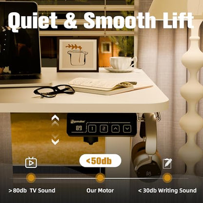 Small Standing Desk,35"x24" Height Adjustable Sit-Stand Home Office,White | Electric Adjustable Standing Desk, Sit to Stand Computer Office Desk with Splice Board, Memory Preset, Lifts 28.7''-46.5" - color: White, size: 35 inch