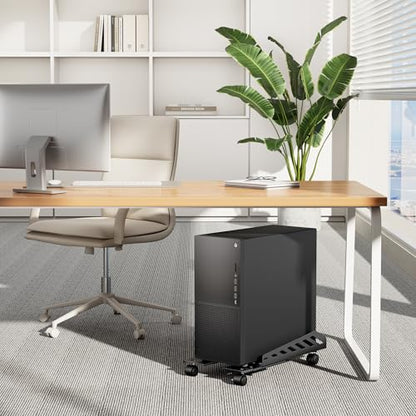 PEGZONE Adjustable PC Stand for Floor Ventilated CPU Cart,Black - color: Black