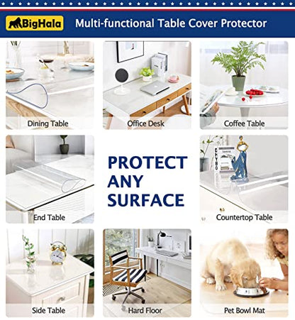 Round Clear Plastic Table Protector Cover Pad Thick Wipeable PVC Vinyl Tablecloth Furniture PVC Protective Desktop Liner Cover Waterproof Dining Tabletop Protection Desk Top Pad 36 Inch Diameter Round - color: New Version Round Shape Clear, size: 36" x 36