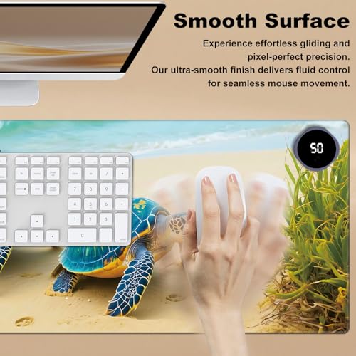Heated Desk Pad 31.5" x 13" 3 Large Heated Mouse Pad with Heat Levels (40°C/45°C/50°C) & 3H Auto Shut-Off Desk Mat Fast Heating PU Leather Warmer Mousepad for Home Office - Cute Turtle - color: Cute Turtle, size: 31.5 x 13 inch