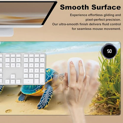 Heated Desk Pad 31.5" x 13" 3 Large Heated Mouse Pad with Heat Levels (40°C/45°C/50°C) & 3H Auto Shut-Off Desk Mat Fast Heating PU Leather Warmer Mousepad for Home Office - Cute Turtle - color: Cute Turtle, size: 31.5 x 13 inch