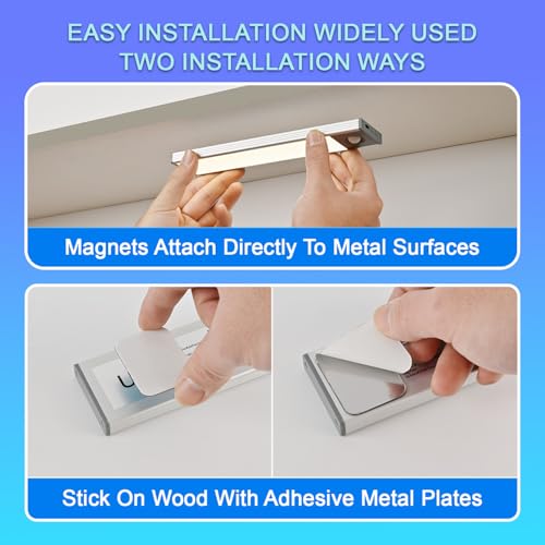 Under Cabinet Lighting, 3200mAh Motion Sensor Light Indoor, 2 Pack | 8 Inch, Cool White, 5-Level Dimmable, USB-C Rechargeable, 10s/20s Timer, Magnetic Under Counter Lights for Kitchen - size: 8 Inch