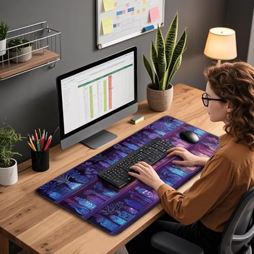 Mystical Potion Bottles Large Gaming Mouse Pad Desk Mat 31.5x15.7 | Extended Mousepad, Non-Slip Rubber Base , Stitched Edges, for Computer/Laptop/Office/Home - color: Mystical Potion Bottles