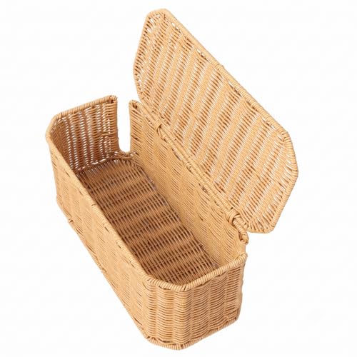 Large Cable Management Box with Lid, Wicker Basket Hides Power Strips, TV Boxes & Routers - size: Large