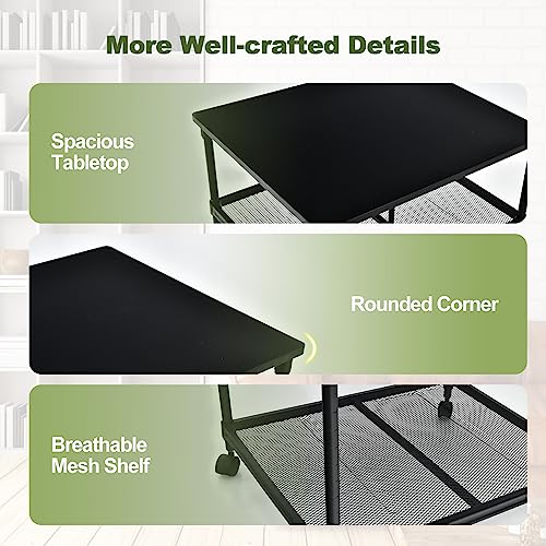 Giantex Printer Stand, 3-Tier Industrial Printer Cart with Lockable Wheels, Adjustable Shelves, Metal Frame, Mobile Under Desk Shelf for Home Office, Printer Table Fit Fax Machine, Scanner (Black) - color: Black, size: 24"x20"x27.5"