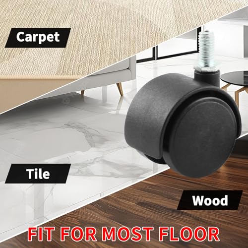 HOWDIA 4 Pack 2 Inch Swivel Caster Wheels for Cart, M8-1.25×13mm Threaded Stem Heavy Duty Casters, Nylon Wheels Replacement for Furniture, Table, Cabinet, Shelf（No Brake） - style: M8 - 1.25×13mm Threaded Stem No Brake