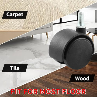 HOWDIA 4 Pack 2 Inch Swivel Caster Wheels for Cart, M8-1.25×13mm Threaded Stem Heavy Duty Casters, Nylon Wheels Replacement for Furniture, Table, Cabinet, Shelf（No Brake） - style: M8 - 1.25×13mm Threaded Stem No Brake