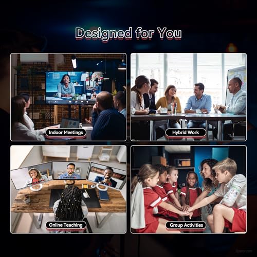 TONGVEO Conference Room Camera System 4K UHD 3X Optical Zoom 93° Ultra-Wide FoV USB3.0 PTZ Camera and Wireless Bluetooth Speakerphone with Microphones, Works with Zoom, OBS, Skype, Teams and More - color: Space