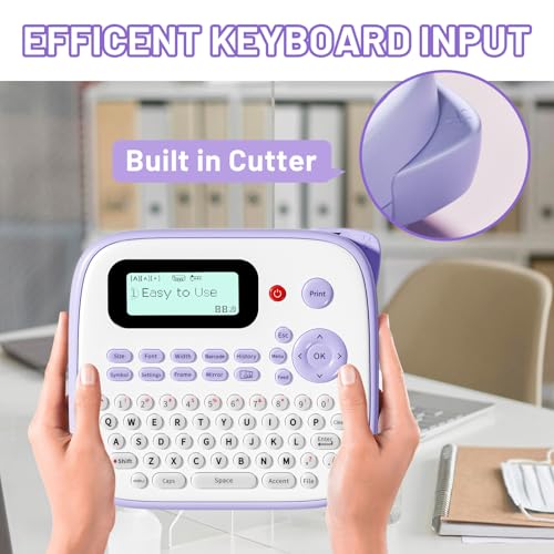 D210S Label Maker Machine with-Tape, Label Maker Waterproof-Labels - color: Purple