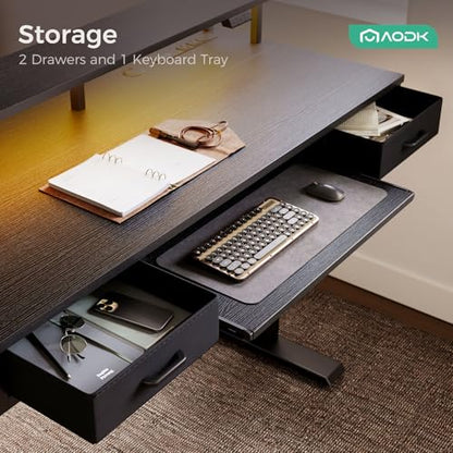 AODK 63 Inch Electric Standing Desk with Drawers & Keyboard Tray, Black - color: Black, size: 63 Inch