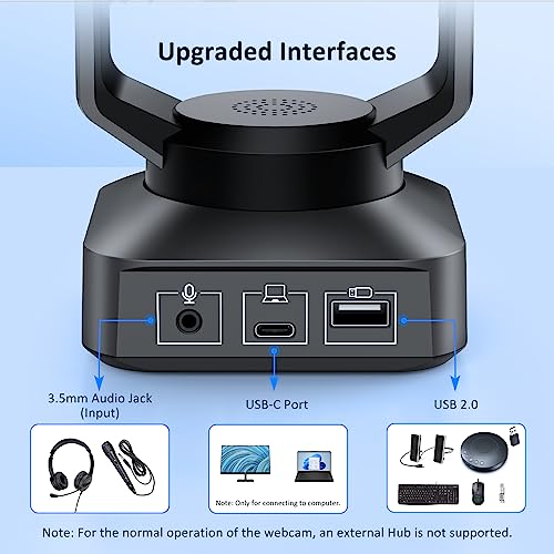 Zoom Certified, NexiGo N990 (Gen 2) 4K PTZ Webcam, Video Conference Camera System with 5X Digital Zoom, Sony_Starvis Sensor, Position Preset, Dual Stereo Mics, 3.5mm Audio Jacks for External Mics - color: Grey