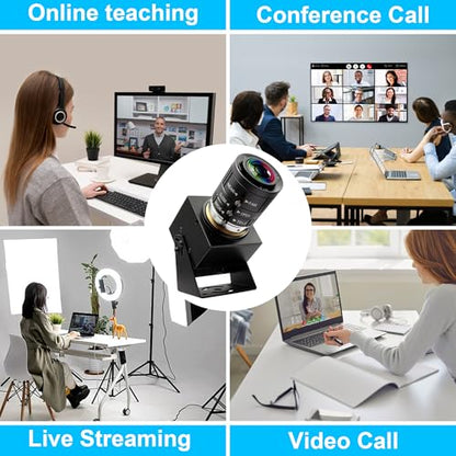 12mp Manual Zoom USB Camera for Computer, 120FPS/1080P High Speed Webcam | 3.6-10mm 3X Zoom Lightburn Camera for Laser, Varifocal Close-up PC Camera for USB Microscope, Pet Monitoring & Surveillance