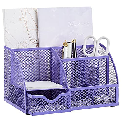 Exerz Metal Mesh Desk Organizer 7 Compartments Drawer Tidy Caddy Purple - color: Purple
