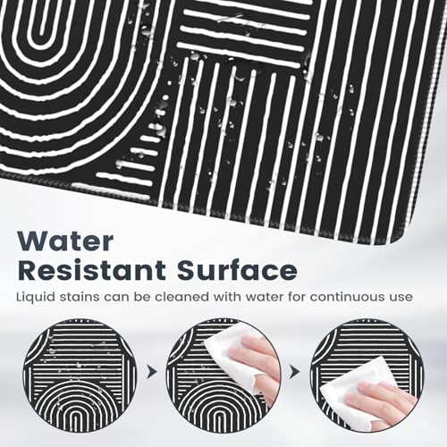 iCasso Black Desk Mat, Large Mouse Pad for Desk, Computer Pad for Desktop - color: Line-Black