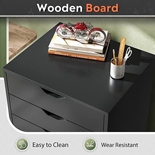 DEVAISE 7-Drawer Office File Cabinets, Mobile Craft Storage Cabinet, Black - color: Black, size: 15.7"D x 18.7"W x 34.5"H