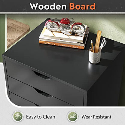 DEVAISE 7-Drawer Office File Cabinets, Mobile Craft Storage Cabinet, Black - color: Black, size: 15.7"D x 18.7"W x 34.5"H