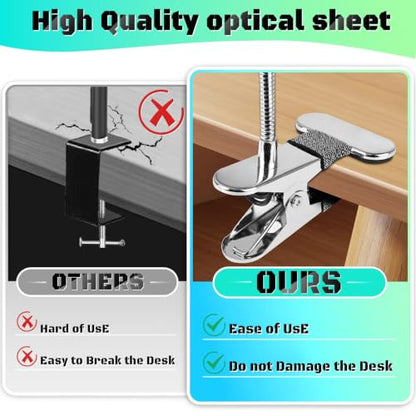 10X Magnifying Glass with Light and Stand,Hands Free Clip on Magnifier Lamp - color: Gray