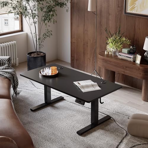YIHAYO Low Height Adjustable Desk, Lifts 18.1-28.3 Inches, Electric Standing Desk for Short People, 40 x 24 Inches Computer Table with Splice Board for Home Office, Black - color: Black Frame/Black Top, size: 40*24 Inch