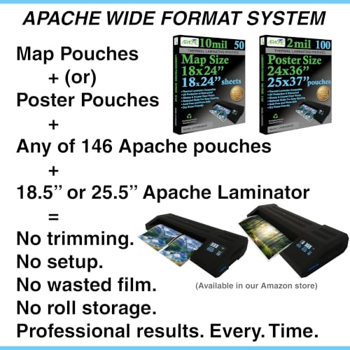 Apache Professional Laminator, Thermal Pouch, 25.5 Inch Max Width, 1.5-33 Mil, True Anti-Jam Technology, School & Office Lamination Machine, Variable Speed & Temperature, Fast Output, Robust Design - color: 26" Black