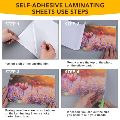 50 Pack Self Adhesive Laminating Sheets, 9 X 12 Inch, Clear Sticker Laminate Sheets Waterproof for Documents, Photos, No Machine Needed Heatless Durable - style: 50P
