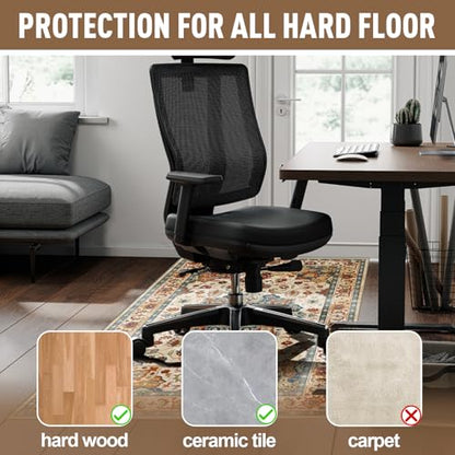 Office Chair Mat for Hardwood Floors - 48X35.5” Desk Chair Mat for Rolling Chair, Under Desk Rug Protects Hard Floors from Damage, Low Pile Floor Protector for Rolling Chair, Non-Slip