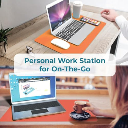 BLACK+DECKER Small Travel Desk Mat, Office Desk Pad, (12"x 20") Coral | Computer Mat, Laptop Pad for Mobile Office, Computer Furniture Protector, Compact for Carry-On Bags, Ideal for Travel & Work