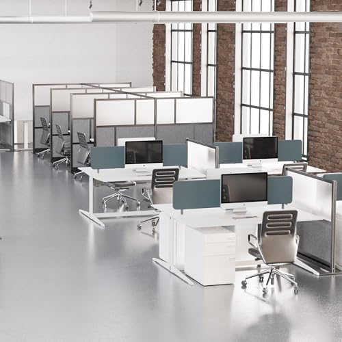 Stand Up Desk Store Expanse Modular Wall | 53'' x 70'' Wall | Expandable Partition Room Divider with Rearrangeable Frosted Acrylic & Sound Absorbent Panels (Black Frame) - size: 53" x 70"