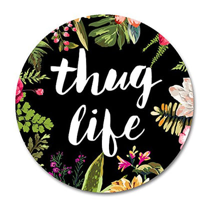 Smooffly Thug Life Round Mouse Pad, Thug Life Fashion Design Circular Mousepad with Rubber 20cm - color: SM-24