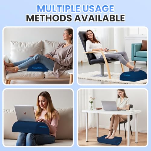 TranquilRelax Foot Rest Under Desk, 3-Height Adjustable Foot Stool, Blue - color: Blue, size: X-Large