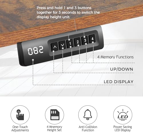 55 x 24 in Electric Standing Desk Adjustable Height, Sit Stand Home Office Rolling Computer Desk with 35 x16 in Mouse Pad, Wheels and Hooks，27''-46'' Lifting Range Stand up Desk(Brown) - color: Brown, size: 55 x 24''