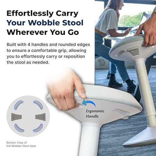 Standing Desk Stool Chair, Height Adjustable 16-24 inch for Office and Classroom, Swivel Base, Anti-Slip Bottom Ergonomic Wobble Stool with Rocking Motion, White - color: Matte White, size: 16-24 inch