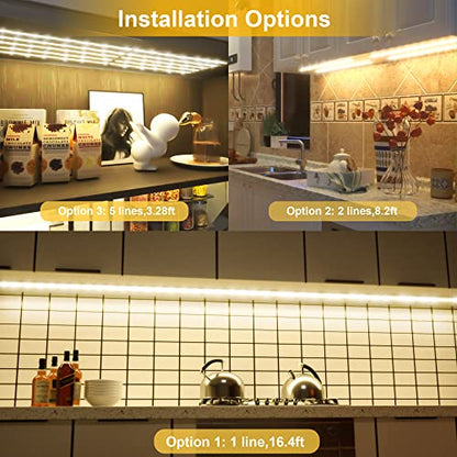 LAFULIT 10 PCS 20in Under Cabinet Lighting Kit, 4000K - size: 10PCS (16.4FT)