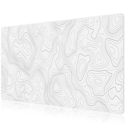 JIALONG White Topographic Large Gaming Mouse Pad, XXL Mousepad, Big Mouse Mat Desk Pad for Keyboard and Mouse, Gaming Computer Laptop PC Desk Office Accessories - color: White Topographic