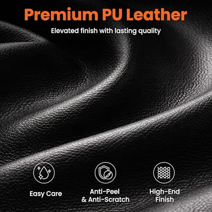 NEO CHAIR Big & Tall Leather Office Chair, High Back, Lumbar Support, Black | Gaming Chair for Adults and Computer Use, Reclining Office Chair with Foot Rest, Comfy Design and Heavy Duty Support - color: Black