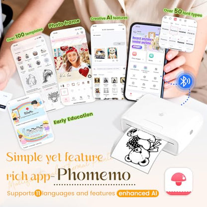 Phomemo M04S 300DPI Portable Thermal Printer, Support 2/3/4 inch Printing - color: White