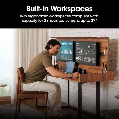 Transformer Table to Desk, Royal Brown | Dining Table to Computer Desk, Work-from-Home Office, Gaming Desk, Study Desk, Space-Saving Furniture - color: Royal Brown
