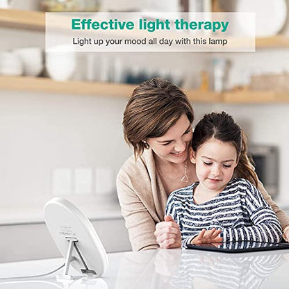 UV-Free 10000 Lux Daylight Lamp - Touch Control with 3 Brightness Levels & 4 Timer Functions, Large Surface & Rotatable Stand for Home/Office