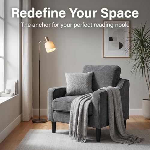 Dark Grey Accent Chairs Set of 2, Comfy Arm Chairs for Living Room, Office | STHOUYN Club Chair, Reading Chairs for Bedroom, Waiting Area Seating, Small Space Office Chairs, Supportive Wide Seat - color: Dark Gray