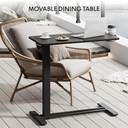 FLEXISPOT H7 32" Pneumatic Height-Adjustable Overbed Table with Wheels - color: Black, size: Large